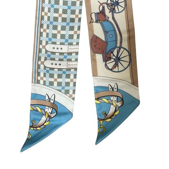 HERMES Blue Silk Scarf - Picture 4 of 13
